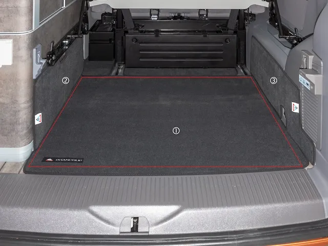 BRANDRUP® Veloursteppich für den Heckladeraum des VW T6.1 California Ocean/Coast, Design „Titanschwarz“