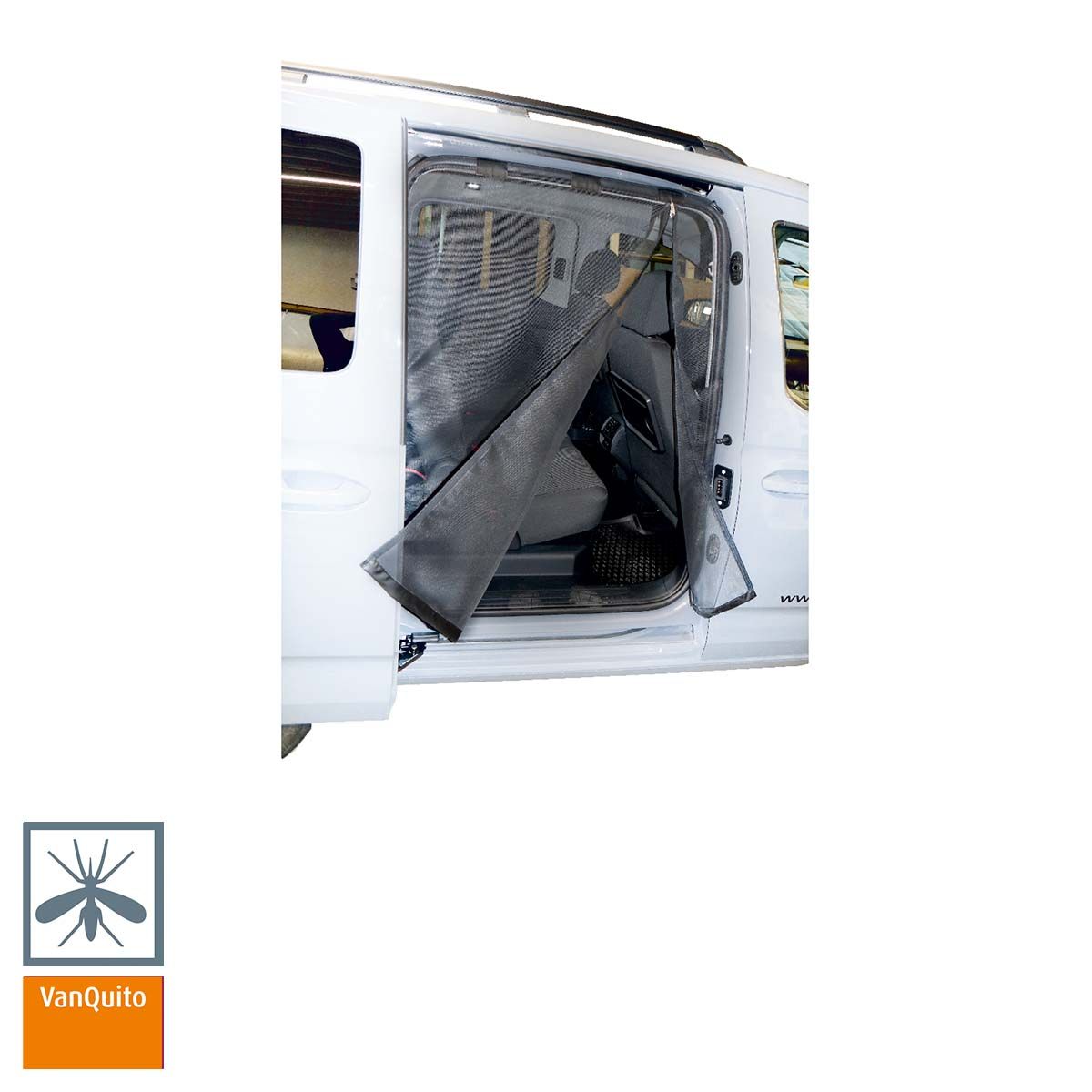 Schiebetürenmoskitonetz "Reißverschluss" für VW Caddy 5 / Insektenschutz VanQuito - Beifahrerseite Standard