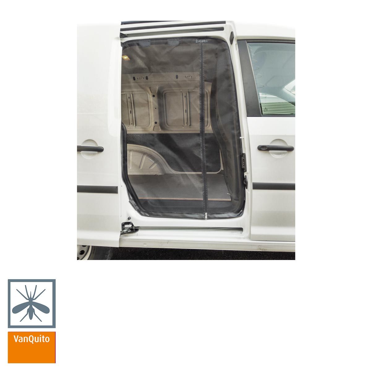 Schiebetürenmoskitonetz "Reißverschluss" für VW Caddy 4 (ab 2014) / Insektenschutz VanQuito - Beifahrerseite Standard