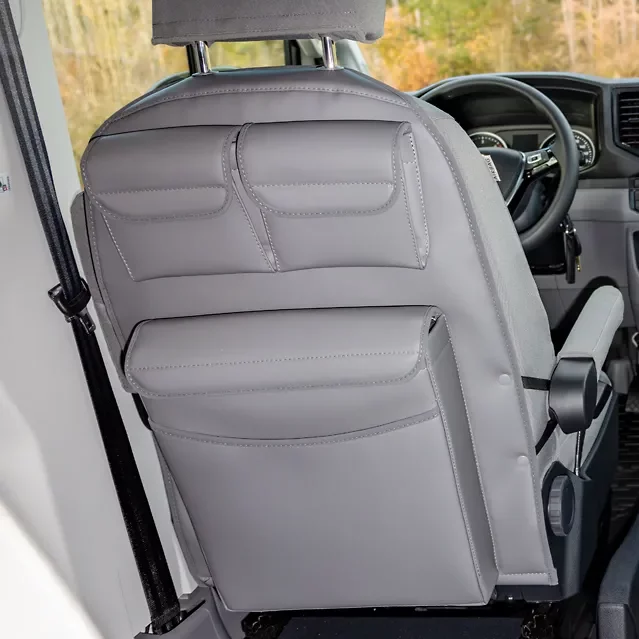 BRANDRUP® UTILITY mit zwei Taschen und MULTIBOX® Maxi, für den Fahrer-/Beifahrersitz im VW Grand California 600 & 680, Design „Leder Palladium“