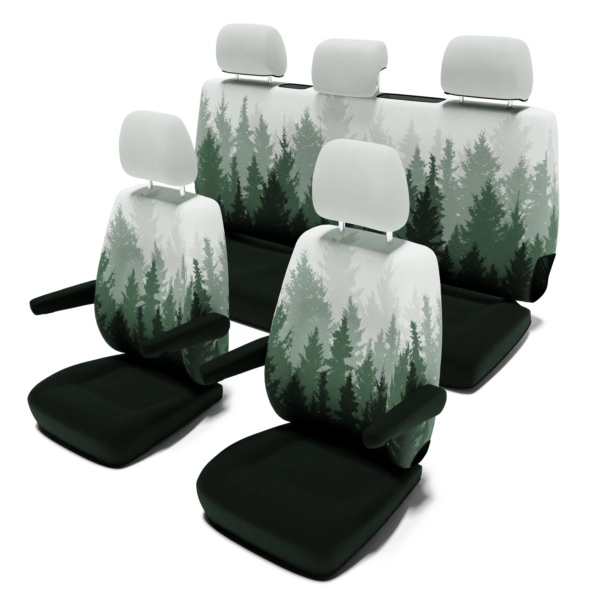 VW T6 California Ocean / Coast (ab 2015) Sitzbezug, 5-Sitzer Set für Leder / Alcantara Sitze - Magic Forest