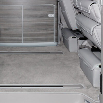 BRANDRUP® Veloursteppich für Fahrgastraum, VW T6/T5 California Ocean, Coast, Comfortline, 3 Bodenschienen, Design „Palladium“